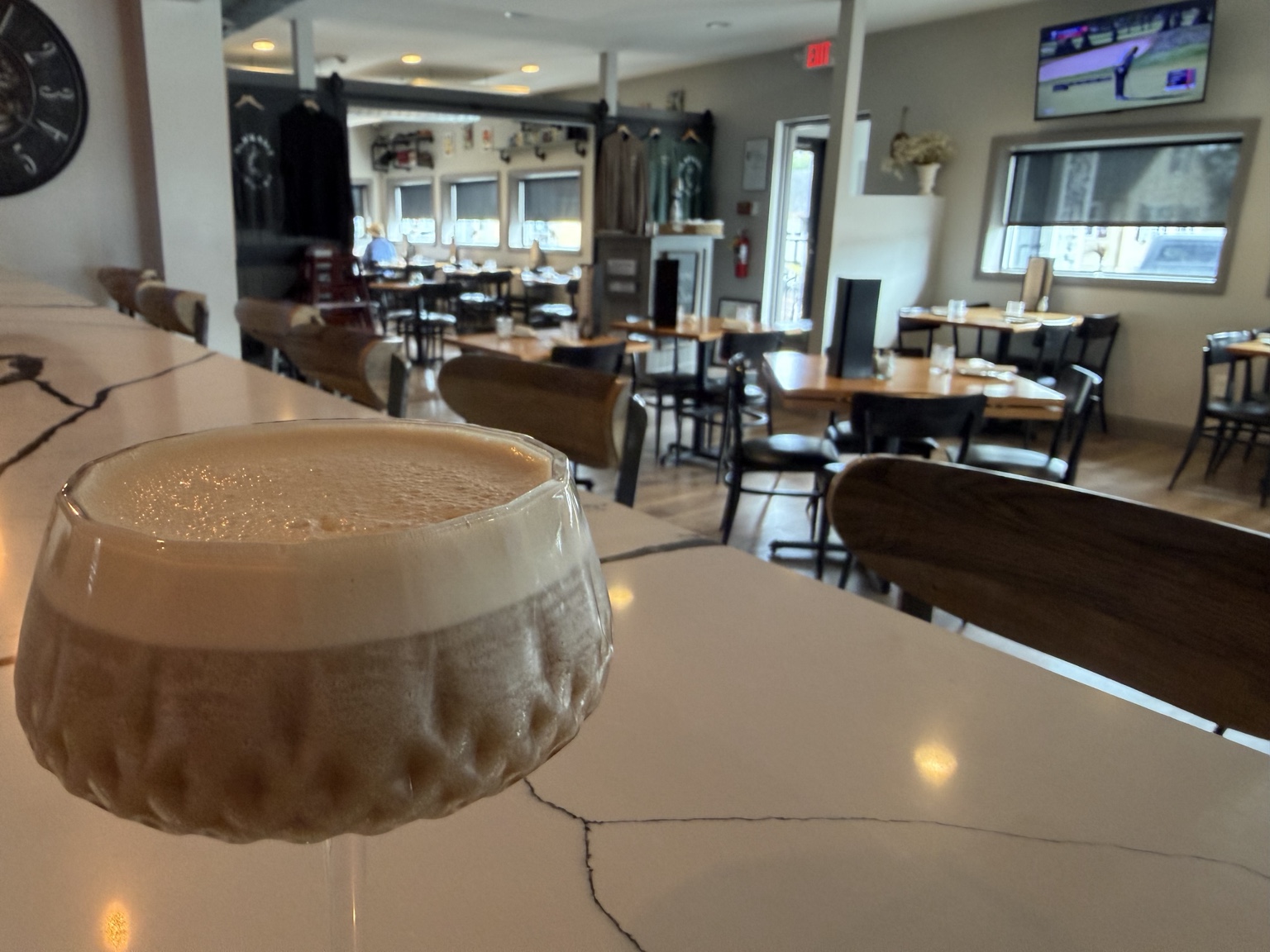 Black Salt cocktail overlooking the dining room