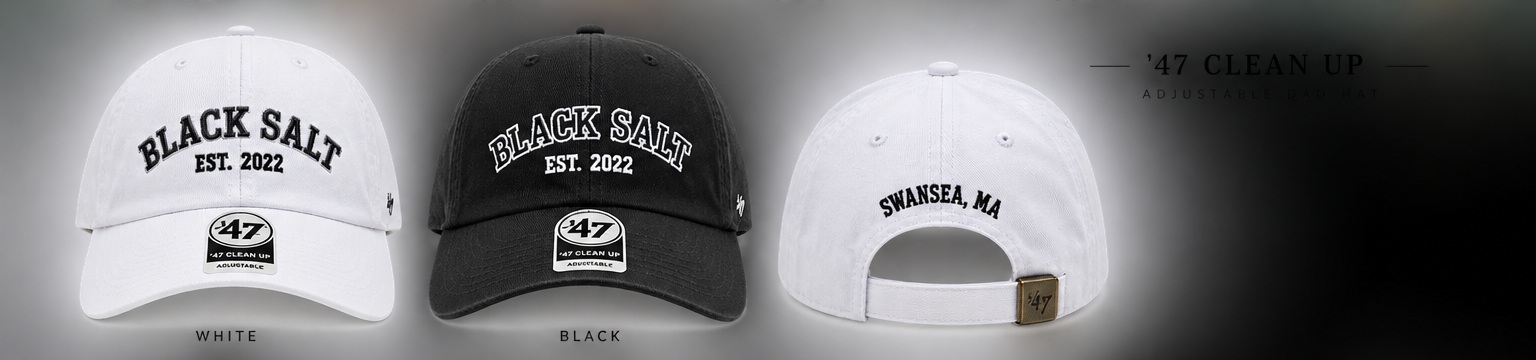 47 Clean Up Black Salt adjustable hat collection in white and black